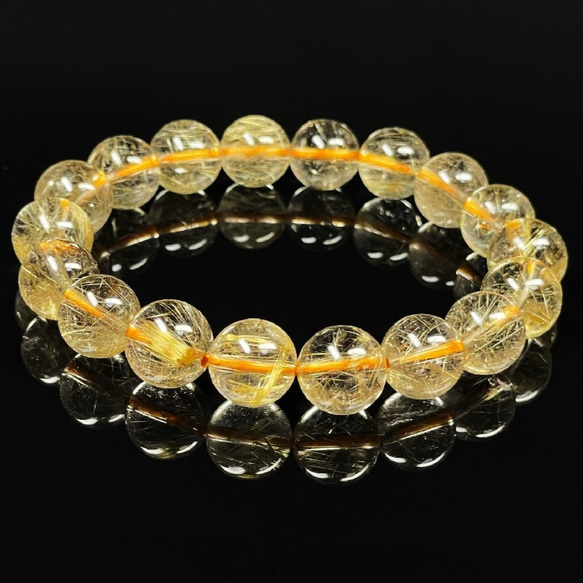 透明度抜群 現品一点物 ゴールドルチル ブレスレット 金針水晶 数珠 １０ミリ ３０ｇ ＧＫＲ１８ 最強運気をゲットする 4枚目の画像