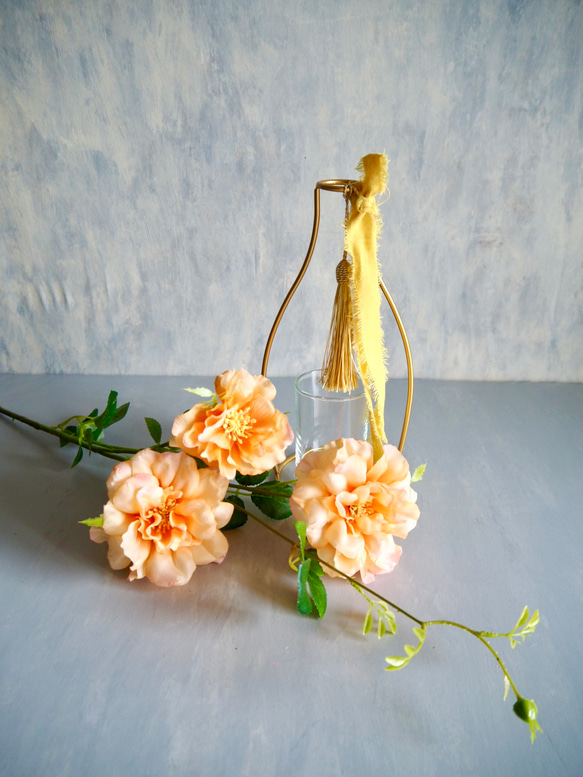 【ふんわりオレンジローズ3輪咲】｜アーティフィシャルフラワー 花瓶アレンジ| 夏｜ギフト・インテリア雑貨 6枚目の画像