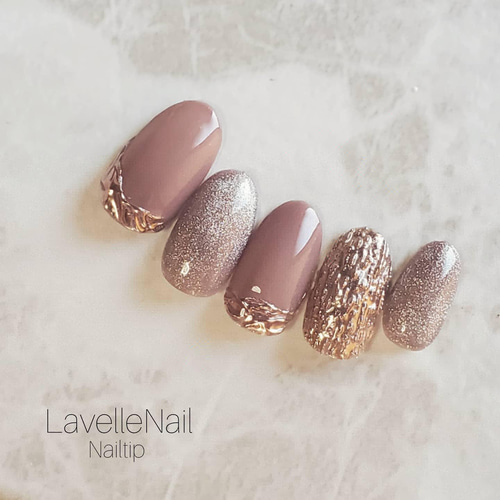 秋冬ネイル マグネットネイル グレージュミラーネイル ニュアンス  