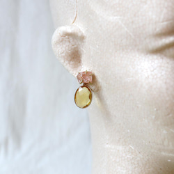 2way：礦石日光石和黃水晶耳環 第8張的照片