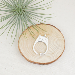 【 Cami Handicraft 】ジェントルマン キティ 925スターリングシルバー指輪 6枚目の画像