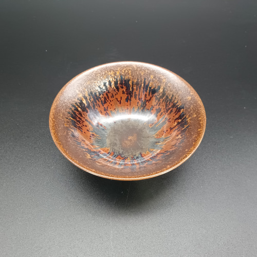 窯変天目盃 圓田拓男作 美術年鑑掲載作家【独自技法の希少な逸品】共箱