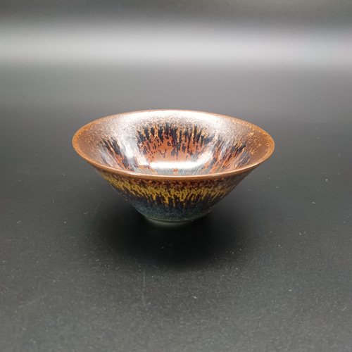 窯変天目盃 圓田拓男作 美術年鑑掲載作家【独自技法の希少な逸品】共箱