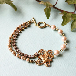 ヴィンテージ 天然石パールのブレスレット vintageパールとラインストーンのブレスレット ブレスレット