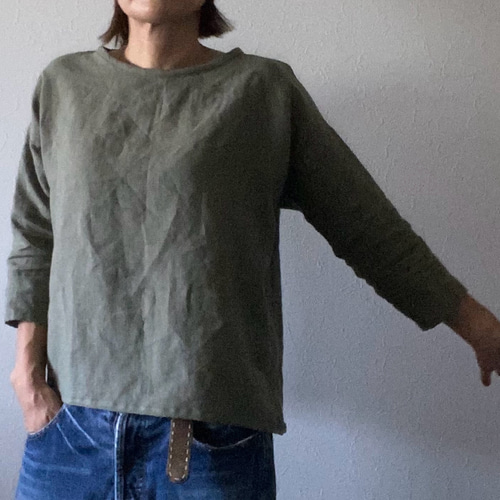 リネンのゆったりTシャツ 七分袖 10色 Tシャツ K.K.P 通販 10206770