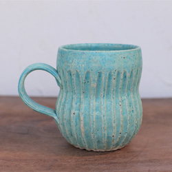 コーヒーカップ・鎬(トルコブルー)　yc-044 2枚目の画像