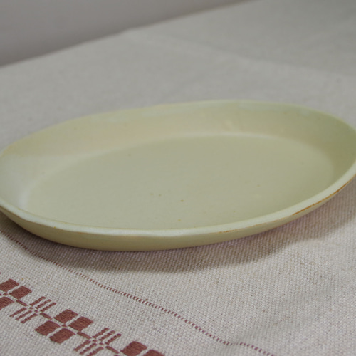 クリーム色の楕円皿 22.5×17.0×H2.8 長皿 詩季工房 通販 10212812