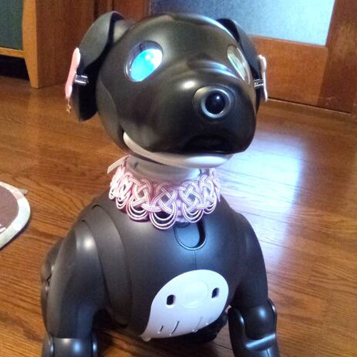 aibo 首輪 水引製 付け襟風【撫子】ヘアバンド ピンク シルバー リード