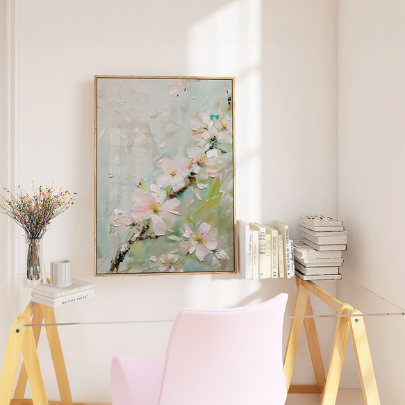 桜のペイントポスター / i1732 / サクラモチーフ　抽象画　インテリアポスター 4枚目の画像