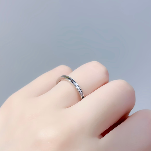 『七色の想い』光煌めくシェル リング ペア 指輪 名入れ 刻印 ステンレス 結婚指輪 マリッジリング アレルギーフリー 4枚目の画像