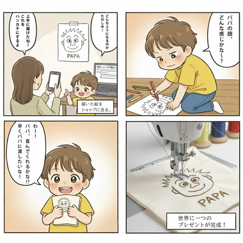 エプロン 子供の絵 子どもの絵 似顔絵 刺繍 おしゃれ 保育士 カフェ
