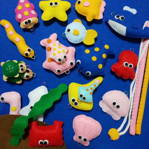 親子セット① フェルト おままごと おさかなつり 魚釣り ままごと