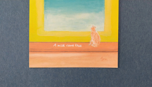 風景画 猫 【選べる3枚】『願いが叶う2 』 ポストカード  空 絵 絵画 イラスト 水彩画 ハガキ 2枚目の画像