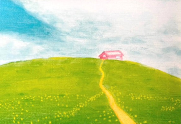 手描きのカラフルな風景画 A4サイズ 多し