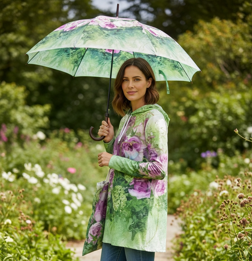 雨に濡れない大きめサイズ　シティーオート　Rose Roses Roses Roses の雨傘　梅雨対策