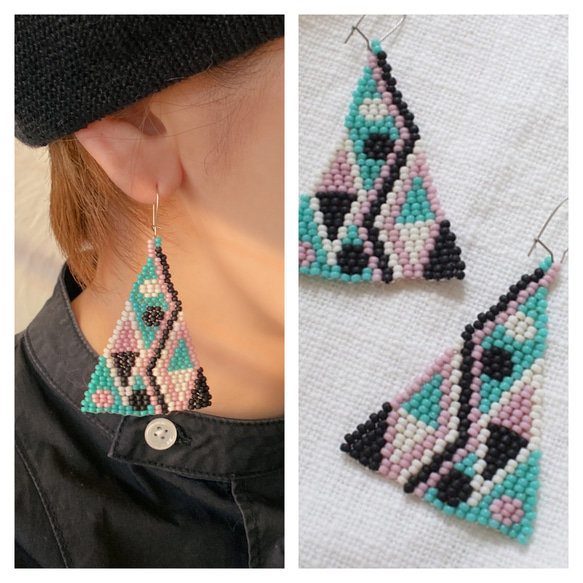 { Patch } Handwoven beaded earrings ・シードビーズピアス03 2枚目の画像