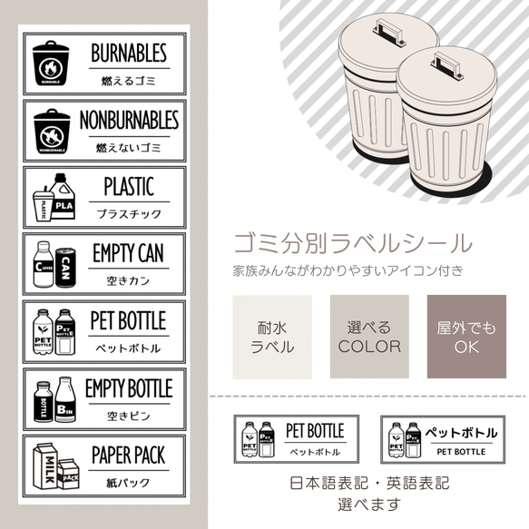 ゴミ分別ラベルシール　分別シール　ゴミ箱ラベル 1枚目の画像