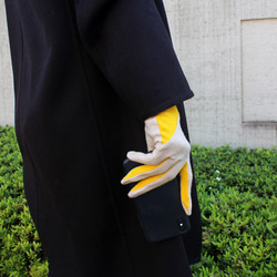 % PERCENT スマホ対応 手袋（ベージュ・イエロー）女性用・ウール１００%・タッチパネル対応・縫製手袋 11枚目の画像