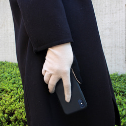 % PERCENT スマホ対応 手袋（ベージュ・ブラック）女性用・ウール１００%・タッチパネル対応・縫製手袋 11枚目の画像