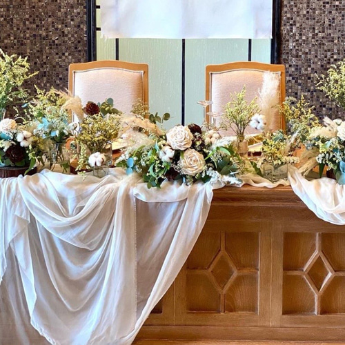 会場装飾（ドライフラワー、アーティフィシャルフラワー→オーダー卓上