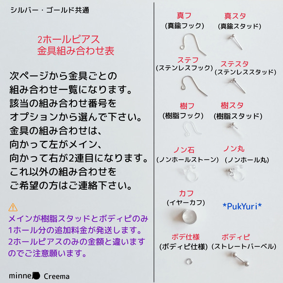 小粒ジルコニアの2ホールピアスG/ノンホールピアス/イヤーカフ/2連ピアス/軟骨ピアス/ボディピアス 3枚目の画像