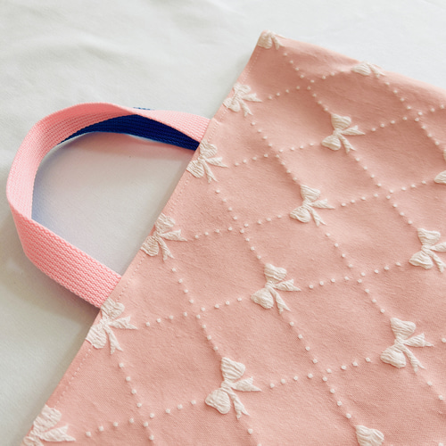 レッスンバッグ リボン 女の子 ピンク 水色絵本袋 手提げ袋 入園入学