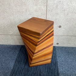1銘木 チーク ブロック スツール 椅子 天然木 無垢 キューブ 40cm