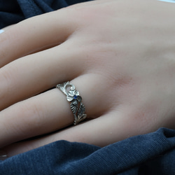 【誕生石込み】人気のハワイアンジュエリー プルメリア 透かしリング  カッティング★ 医療用サージカルステンレス製 7枚目の画像