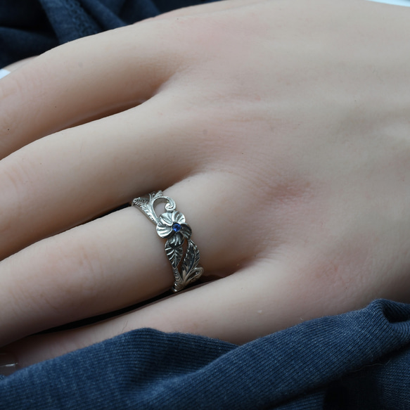 【誕生石込み】人気のハワイアンジュエリー プルメリア 透かしリング  カッティング★ 医療用サージカルステンレス製 7枚目の画像