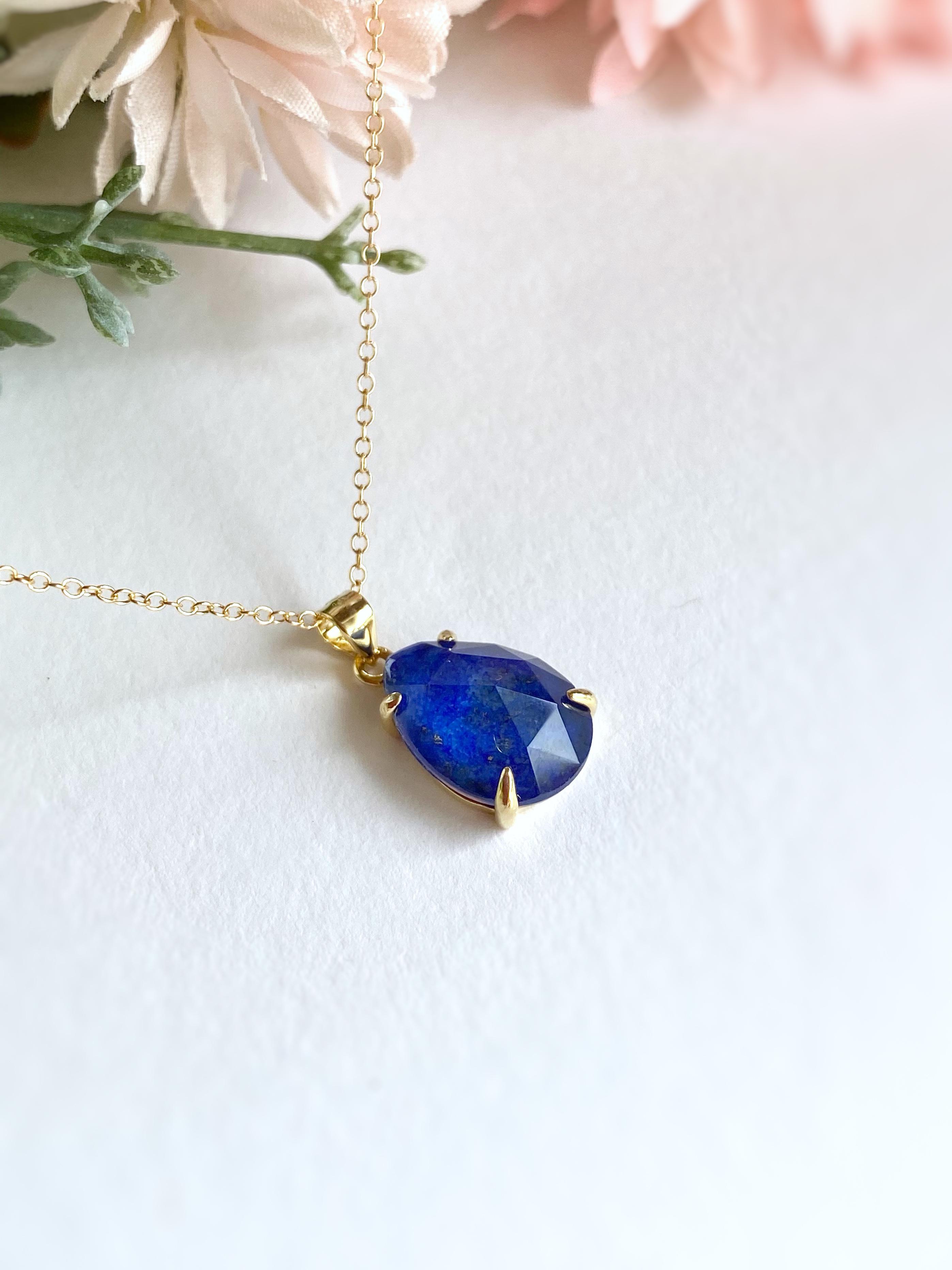 大粒 夜空の贈り物 ラピスラズリ×クリスタルのネックレス AAA 14×10mm  14kgf