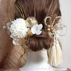 豪華造花&ドライフラワー 成人式用髪飾り 前撮り 髪飾り卒業式髪飾り