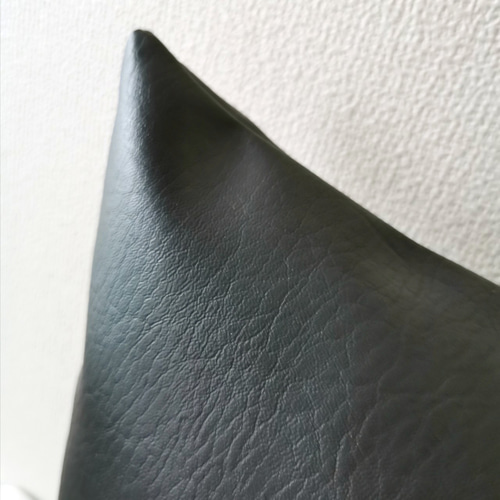 再入荷] ヴィンテージ風 ブラック 合皮レザー クッションカバー