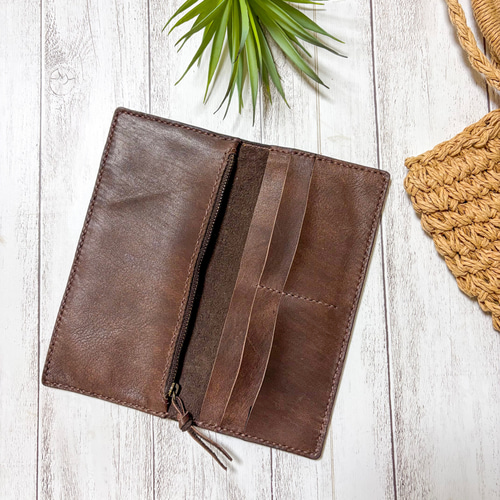 厚さ8ミリ♪ 薄くて軽めのシンプル長財布 ミニ財布 レザークラフト 革