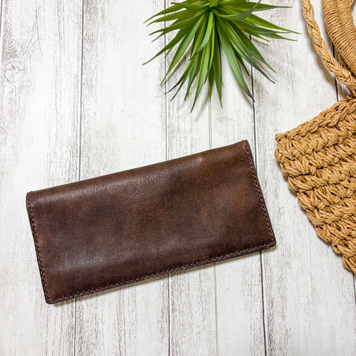 厚さ8ミリ♪ 薄くて軽めのシンプル長財布 ミニ財布 レザークラフト 革