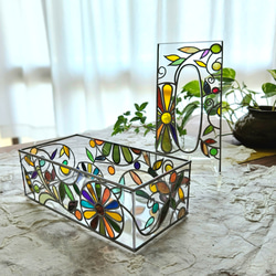 受注：『秋の宴』グラスアートティッシュケース☆四季の宴シリーズ