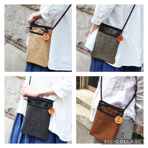 スマホショルダー uncle01:柿渋(倉敷帆布×レザー サコッシュ