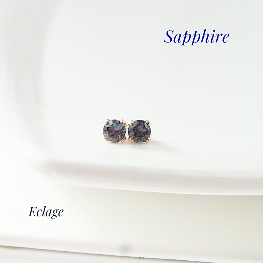 〈14kgf〉グリーニッシュブルーサファイアのスタッドピアス（3mm） 4,803円
