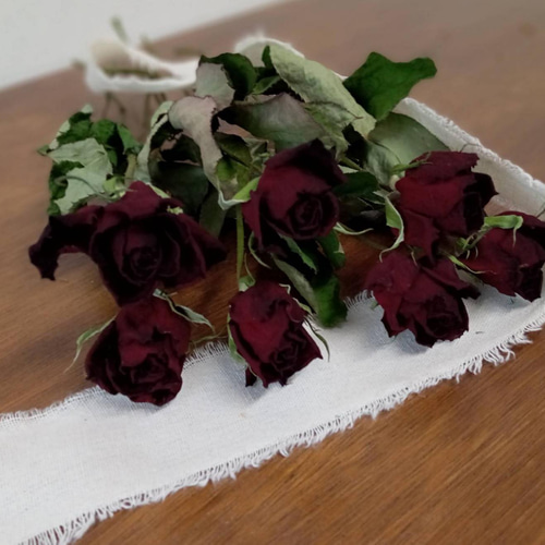 ドライフラワー スタンダードバラ ダークレッド サムライ7本set