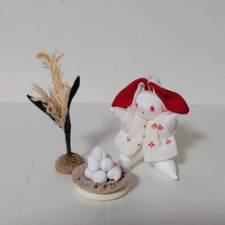 座り着物うさぎ 新郎新婦 ちりめん細工 その他人形 和布細工工房 愛彩