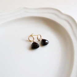 《再入荷》｛ピアス/イヤリング｝14kgf/ring earrings ブラックオニキス 5枚目の画像