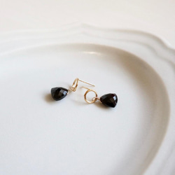 《再入荷》｛ピアス/イヤリング｝14kgf/ring earrings ブラックオニキス 4枚目の画像