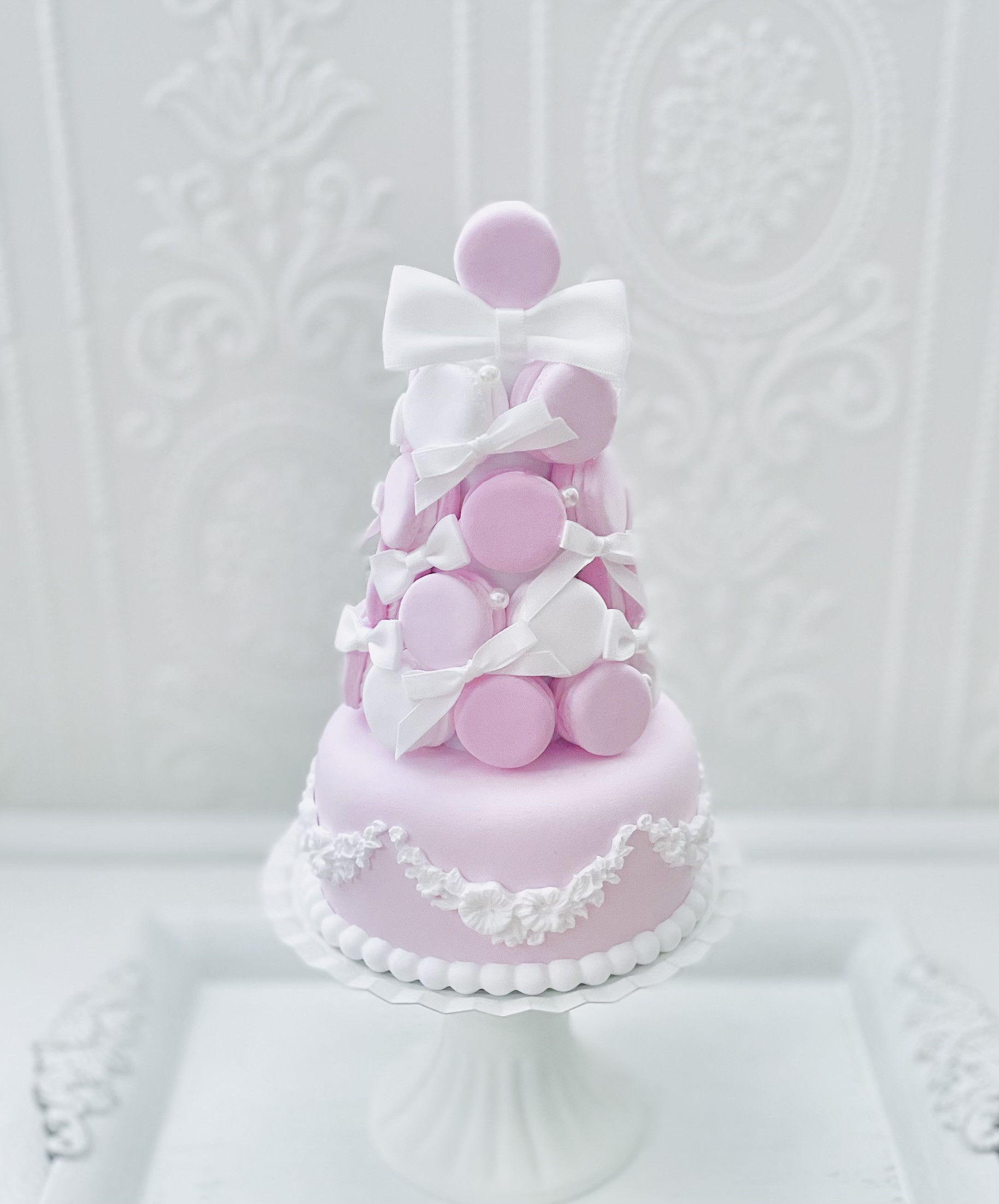 ガーリーマカロンタワー＊ピンク＊色変更可＊フェイク＊推しケーキ＊バースデー＊ウェディング