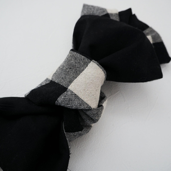 三用頭巾（繫帶）☆棉麻格紋 第11張的照片