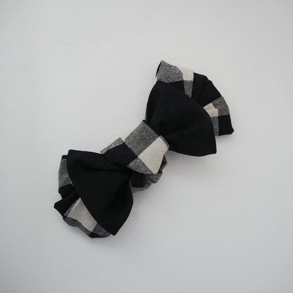 三用頭巾（繫帶）☆棉麻格紋 第10張的照片