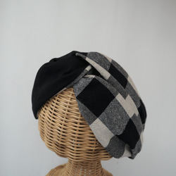 三用頭巾（繫帶）☆棉麻格紋 第7張的照片