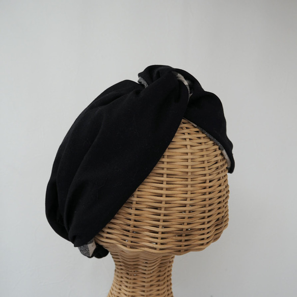 三用頭巾（繫帶）☆棉麻格紋 第9張的照片