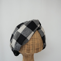 三用頭巾（繫帶）☆棉麻格紋 第8張的照片