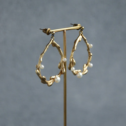 Shizuku Wreath / earrings - Pearl 5枚目の画像