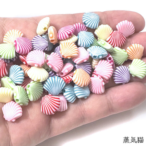 増量】貝殻ビーズ カラーミックス 100個【海夏 シェル ピアス 手作り