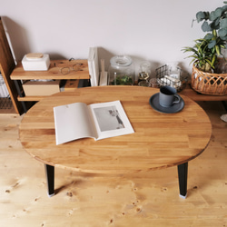 天然木の折りたたみテーブル / たまご ラウンド / Mサイズ / 子供部屋 リビング / 天然木 / 完成品 2枚目の画像